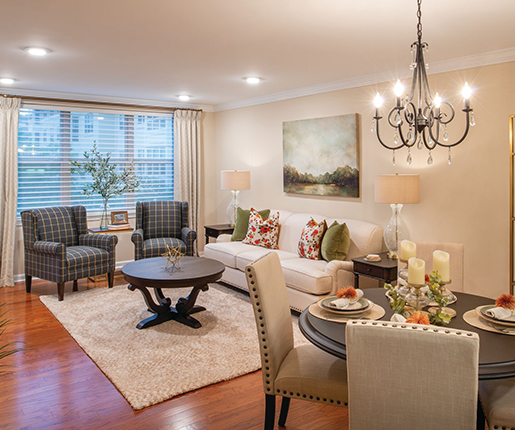 Living room in the Kingston apartment home.