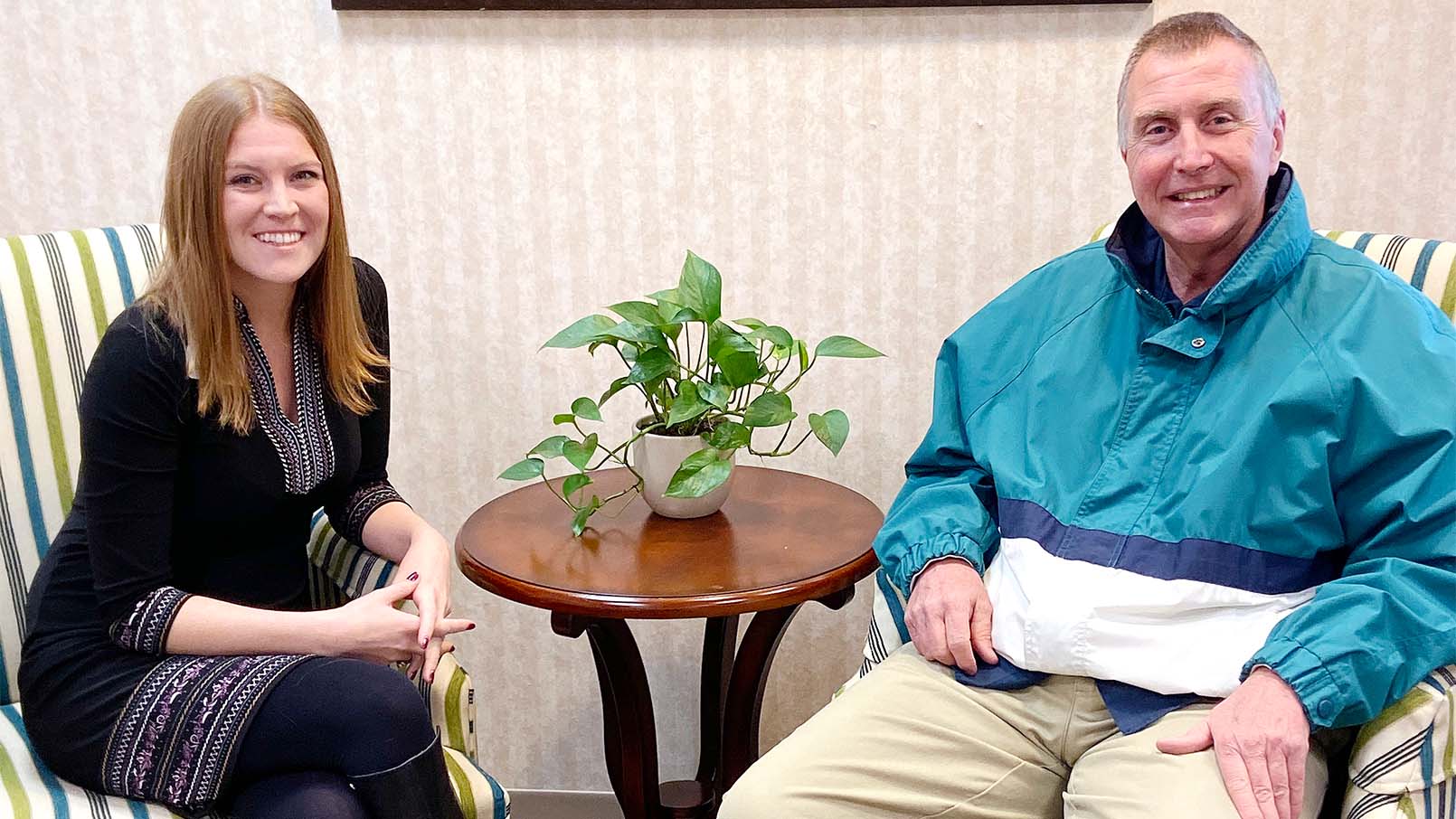 Maris Grove Sales Counselor Lindsey Bonaventure welcomes Dan Blanton