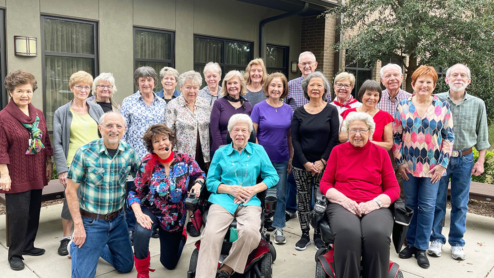 Residents enjoy a break from taking a class at Highland Springs in North Dallas.