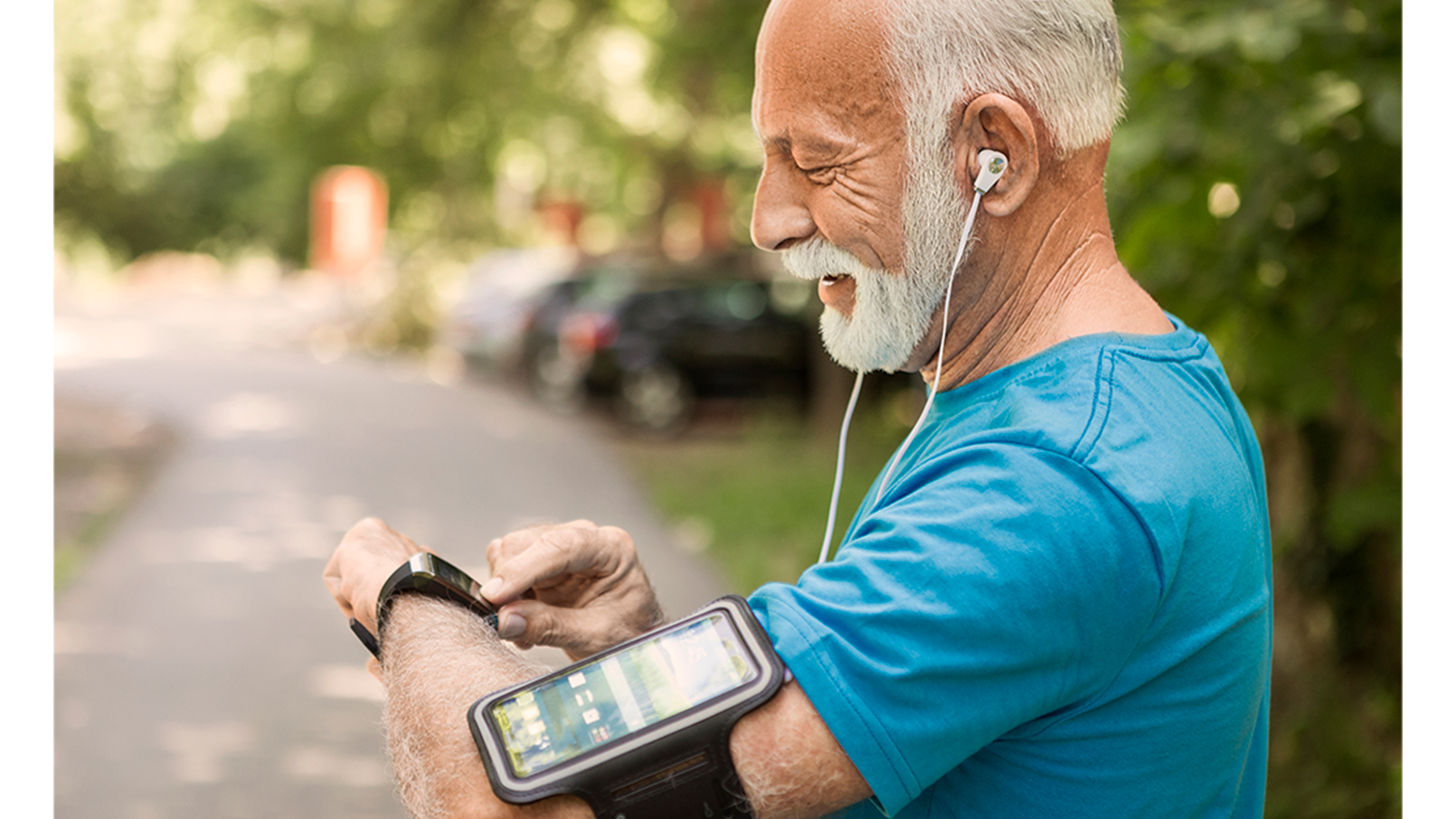 Man with fitness tracker Man with fitness tracker
