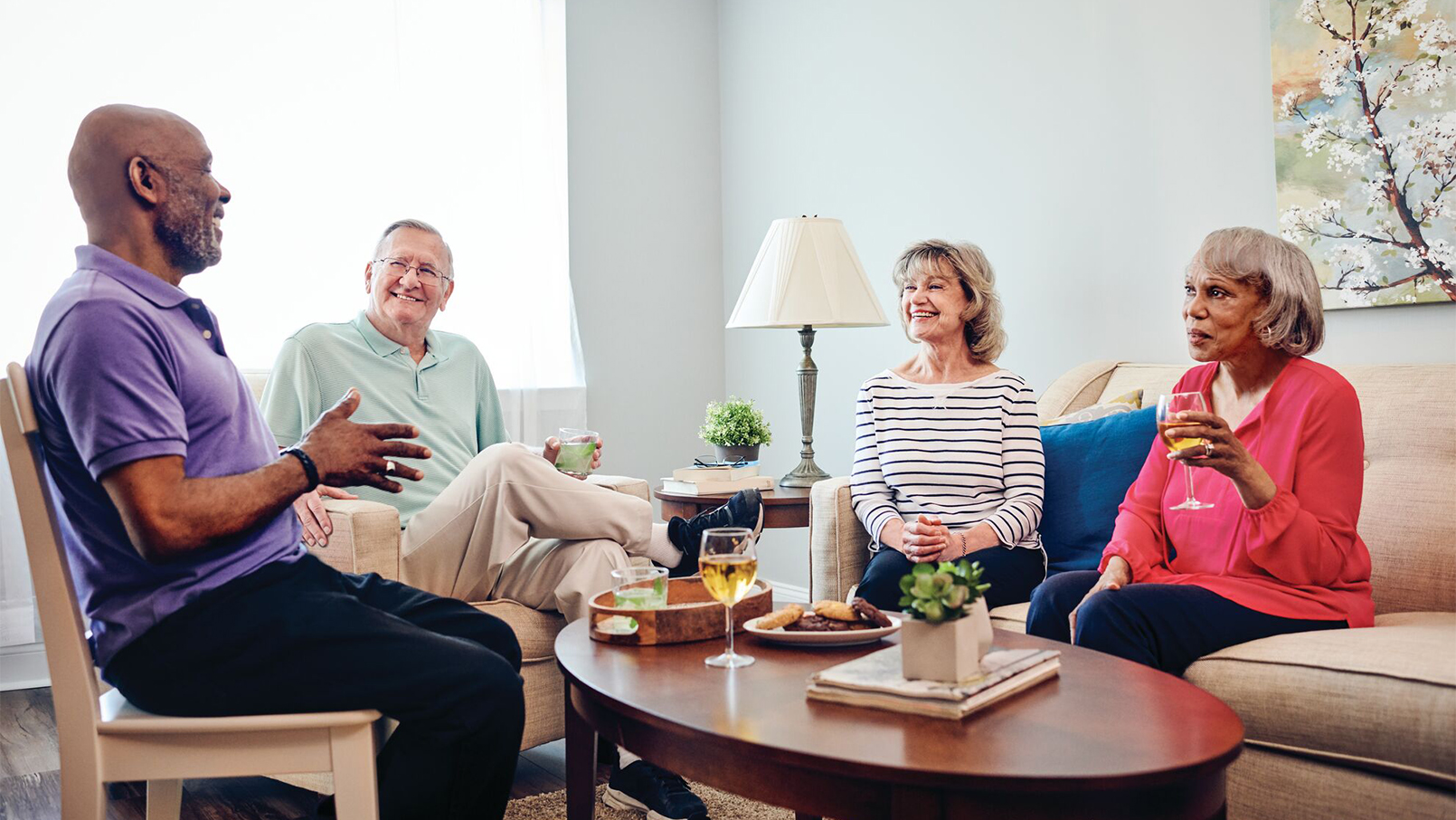 People talking in living room