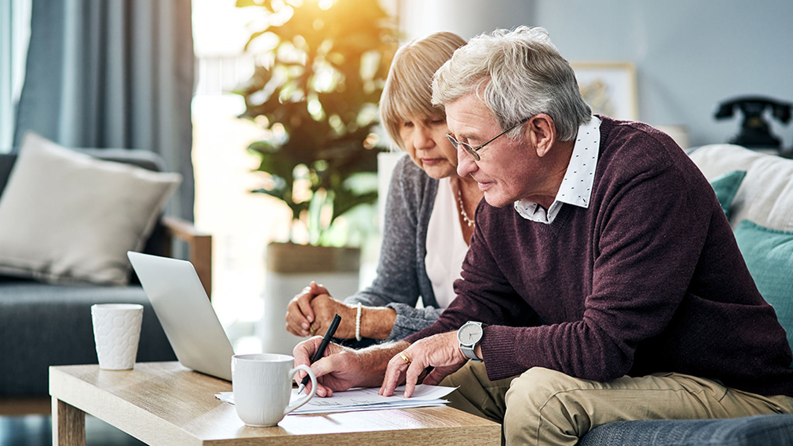 Couple reviewing finances