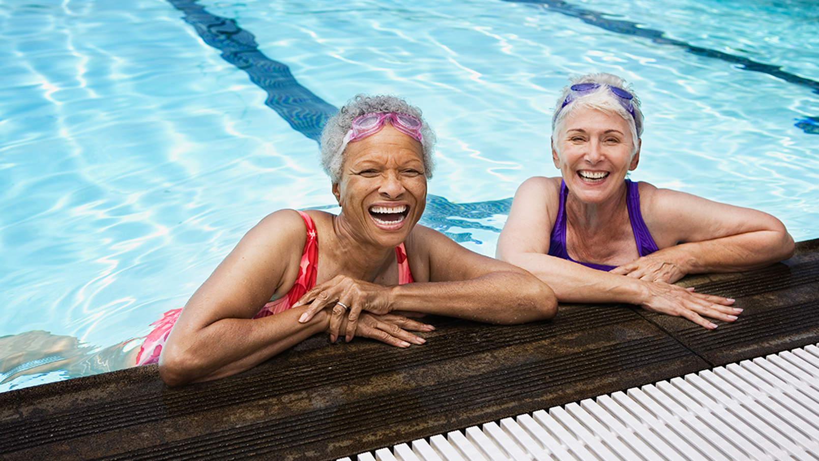 Two women in a swimming pol