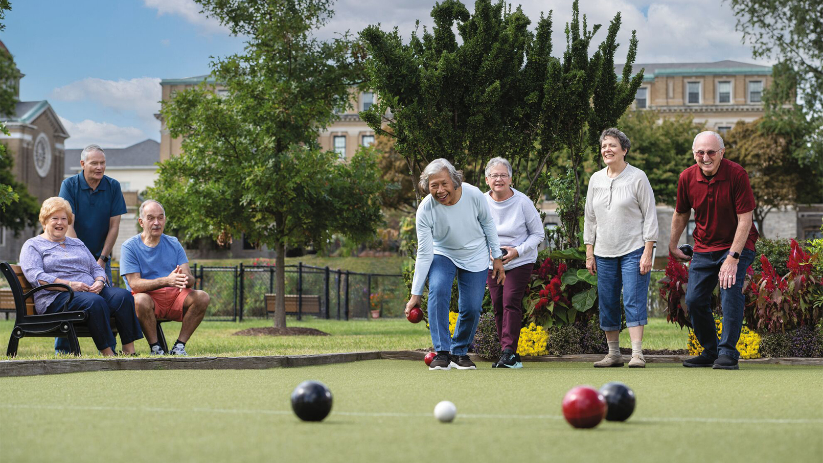 People playing bocce