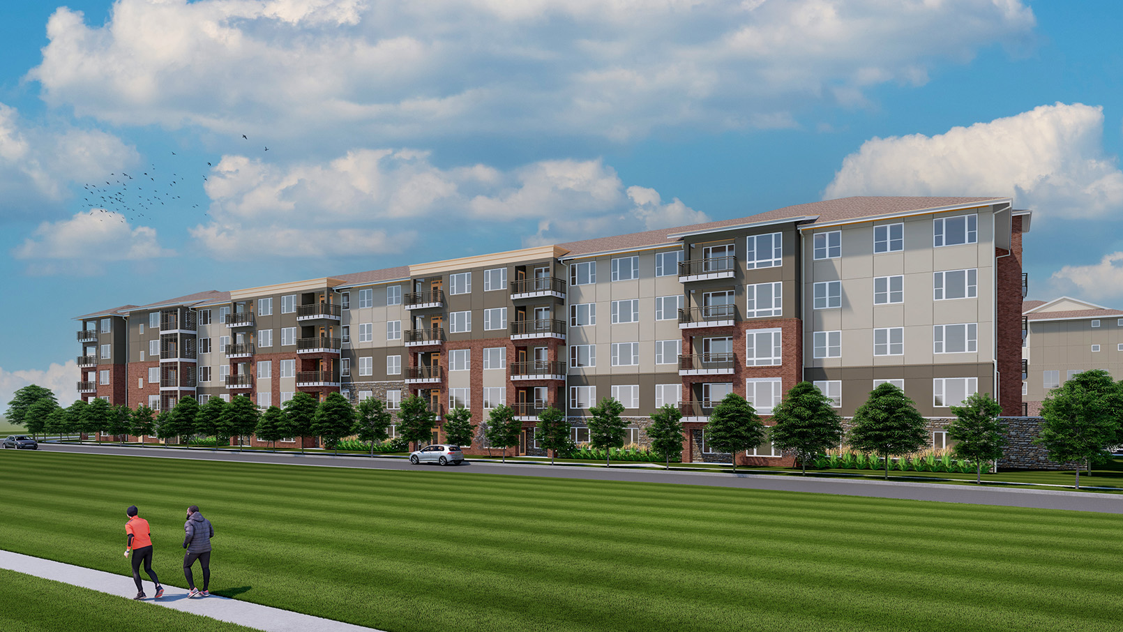 Conceptual rendering of the exterior of an Erickson Senior Living community building. 