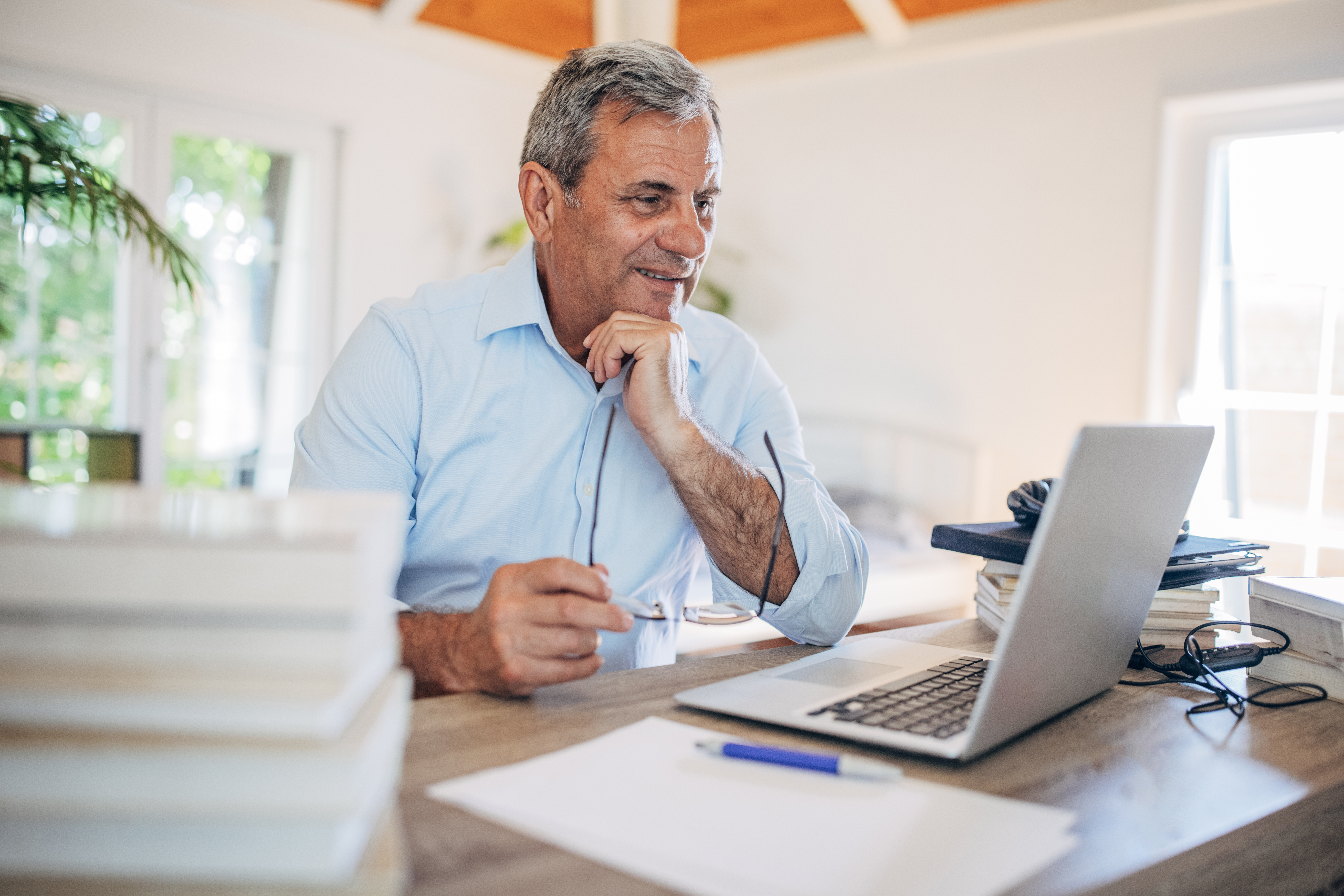 man using laptop