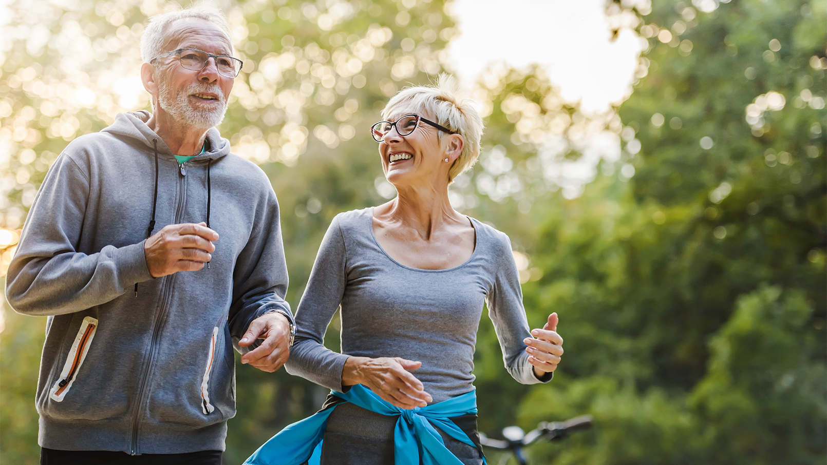 a couple jogging outside together