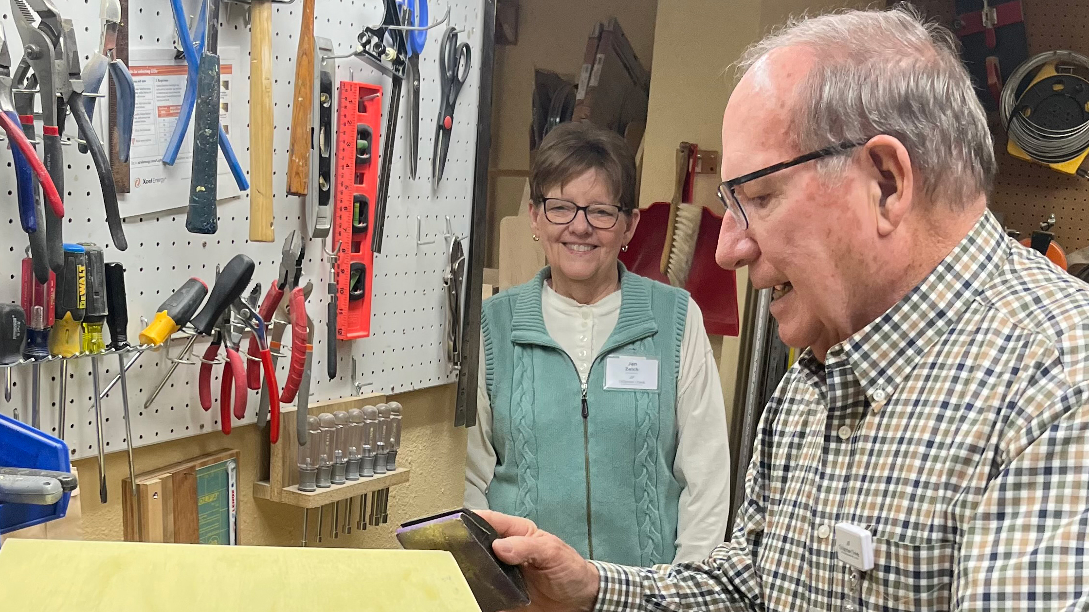 Couple in woodshop
