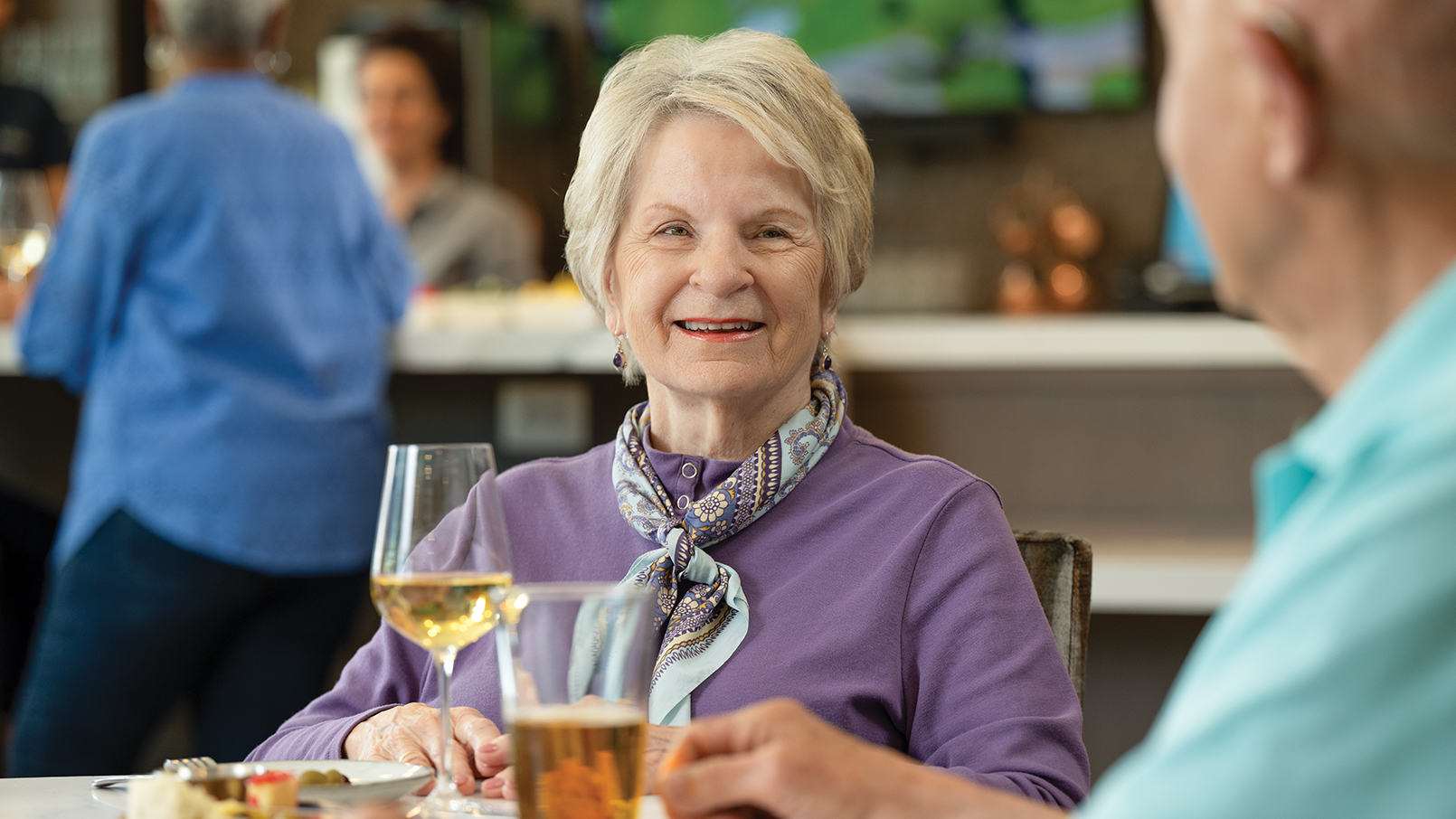 residents enjoying dining