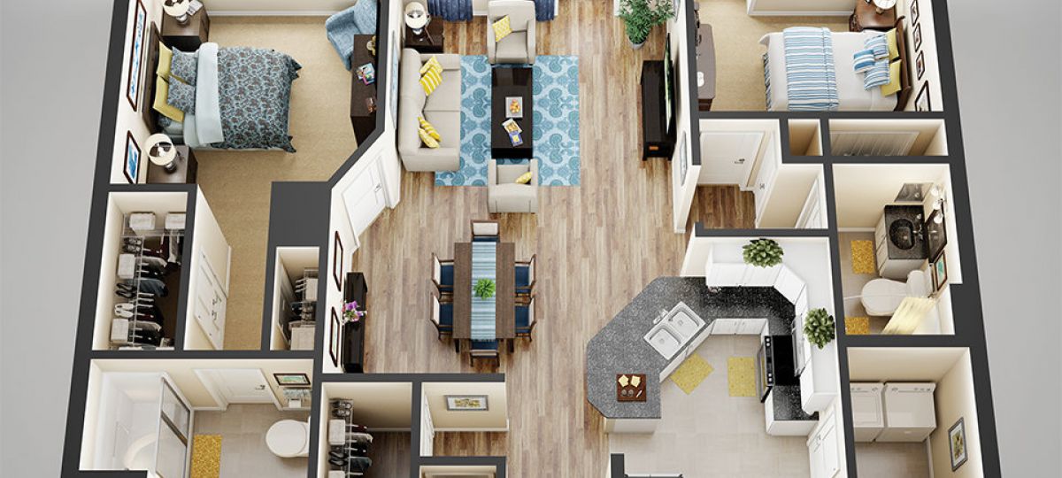 3D floor plan of the Pearson apartment at Charlestown Senior Living in Catonsville, MD