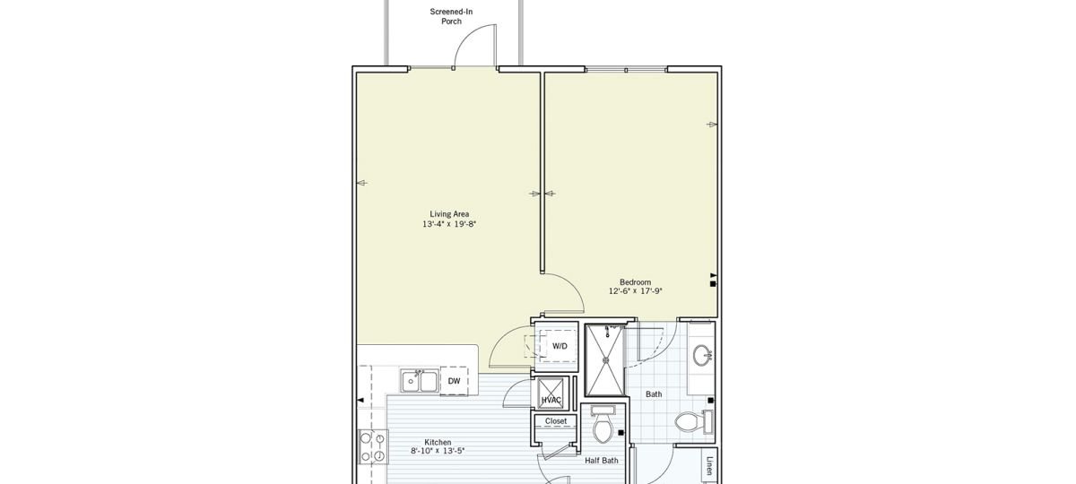 2D floor plan for the Brenham apartment at Eagle's Trace Senior Living in Houston, TX