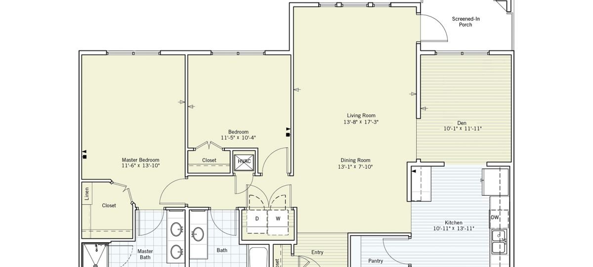 2D floor plan for the Palo Duro apartment at Eagle's Trace Senior Living in Houston, TX