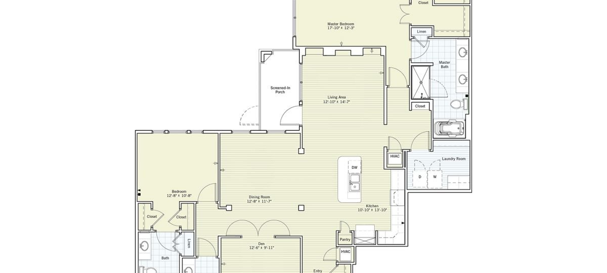2D floor plan for the Zachary apartment at Eagle's Trace Senior Living in Houston, TX