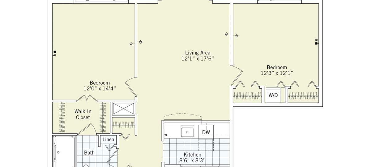 2D floor plan for the Flagstaff apartment at Eagle's Trace Senior Living in Houston, TX