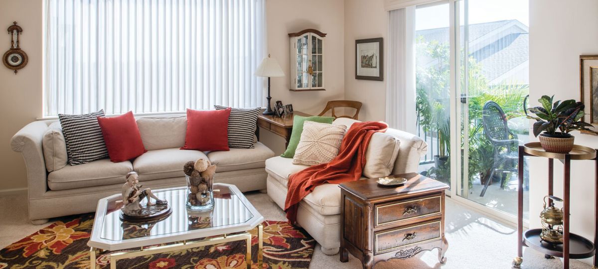 Image of Manchester living room with a view to the balcony.