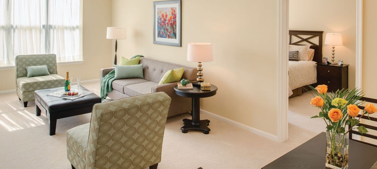 Living room in Paxton apartment home.
