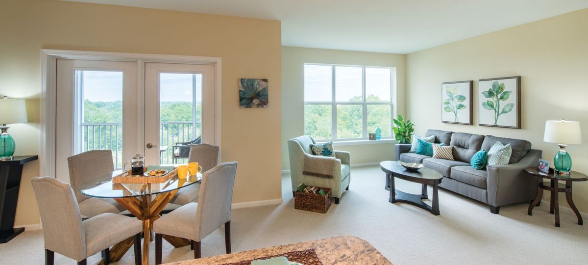Living room in Ramsey apartment home.