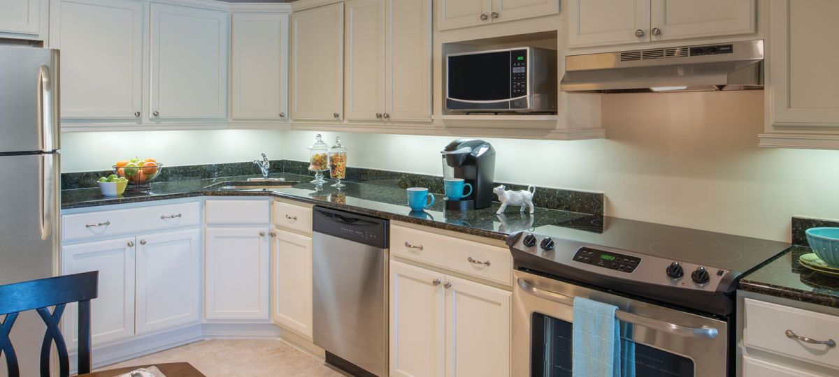 Kitchen in Manchester apartment home.