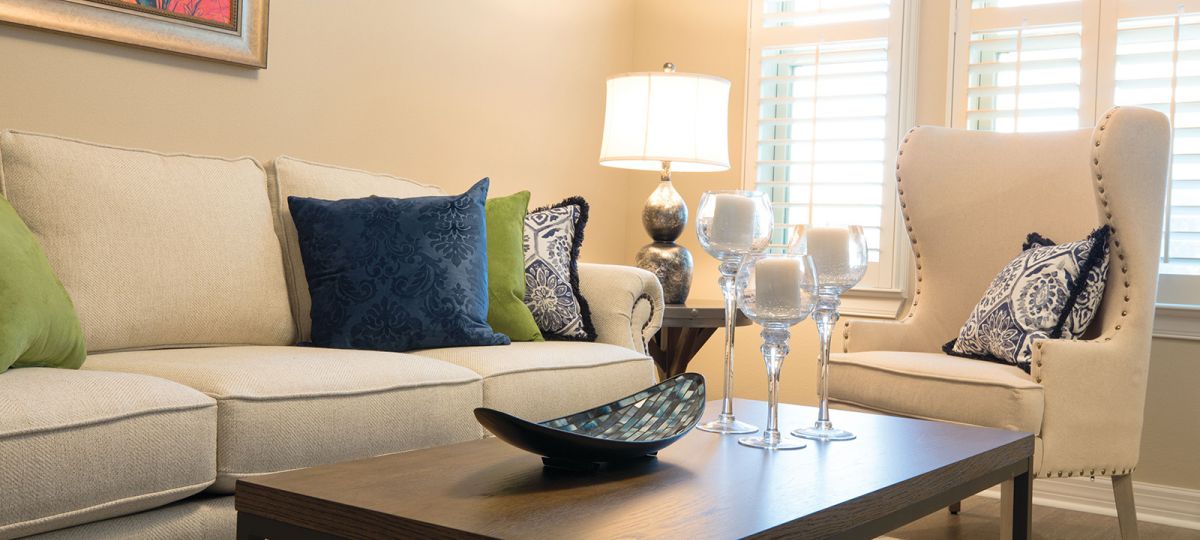 Living room in Mesquite apartment home.