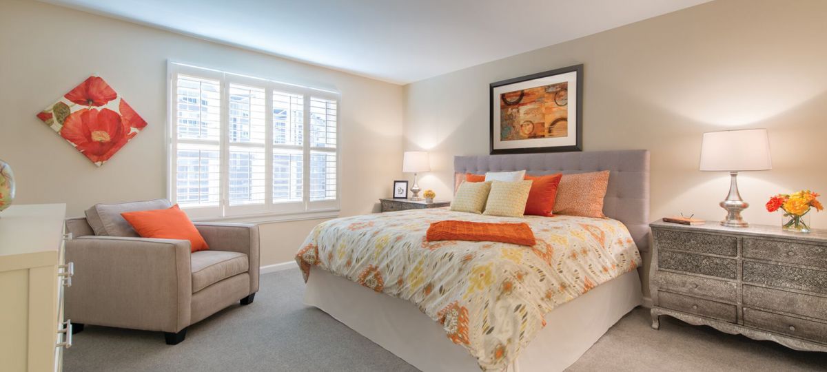 Bedroom in Hartley apartment home.
