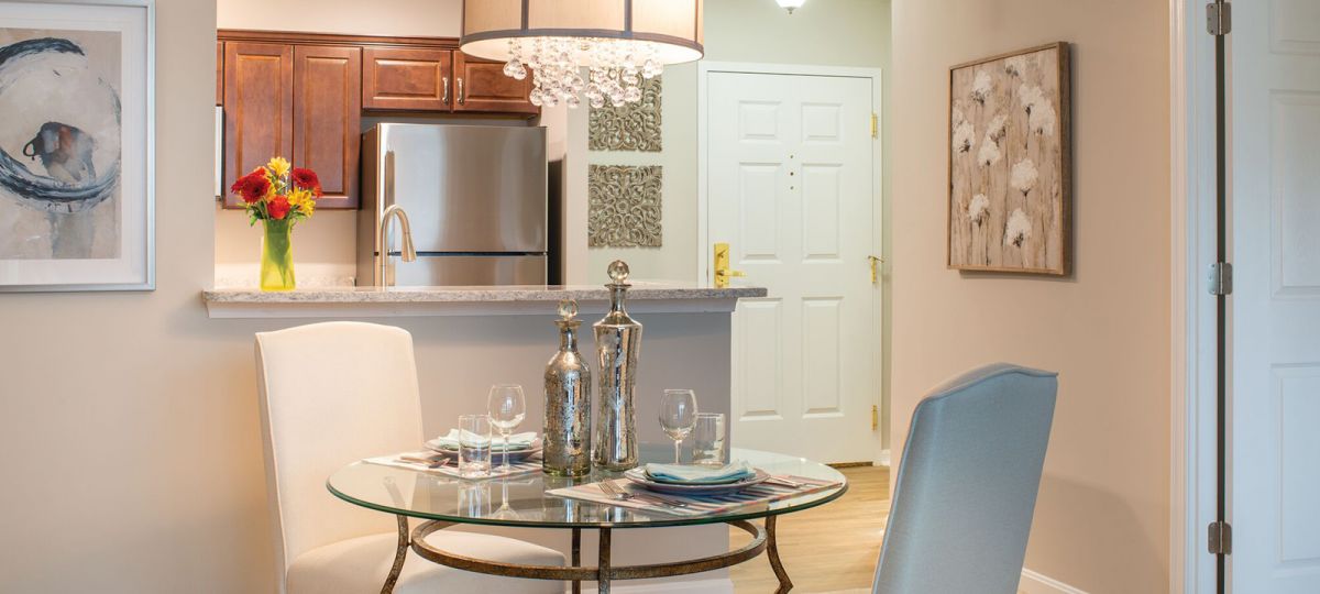 Dining room in Brighton apartment home.