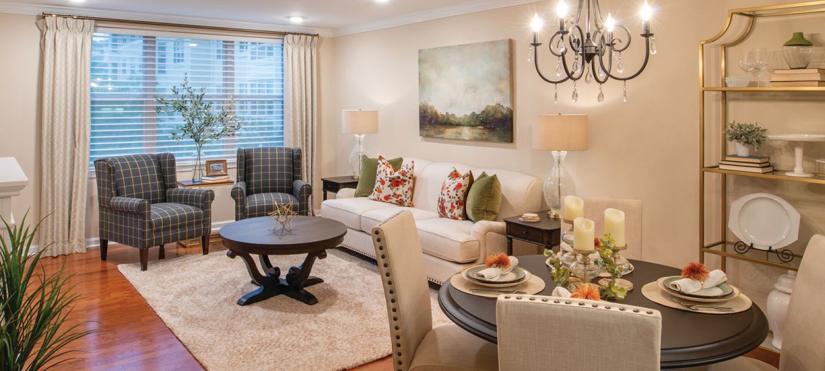 Open floor plan with living room and dining area.