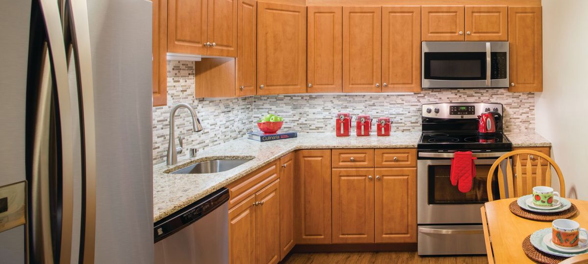 Kitchen in Oxford apartment home.