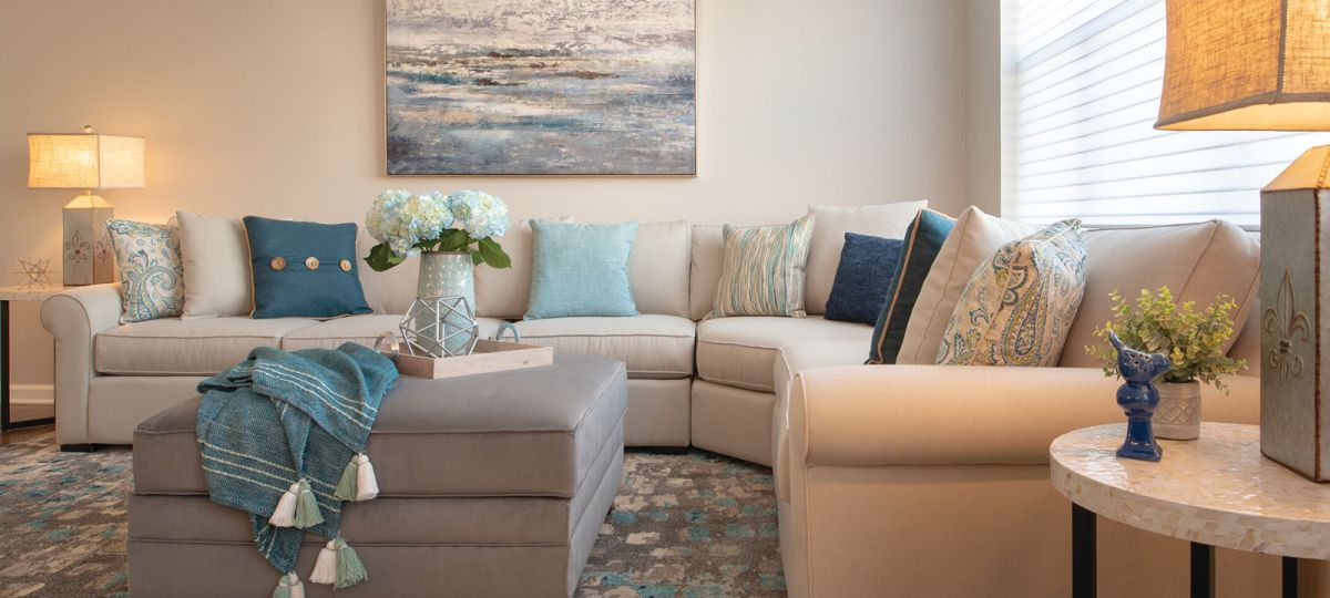 Living room in Villanova apartment home.