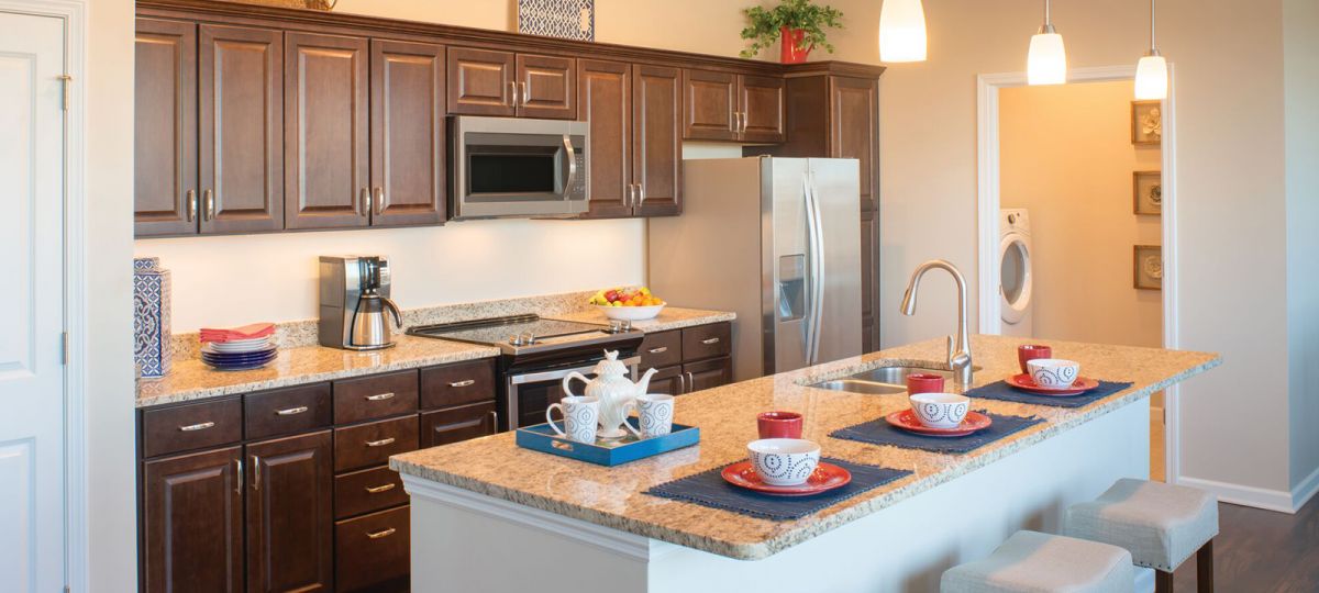Kitchen in Fairway apartment home.