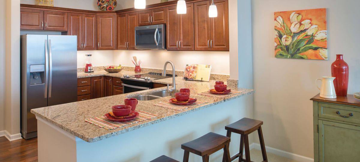 Kitchen in Pendleton apartment home.
