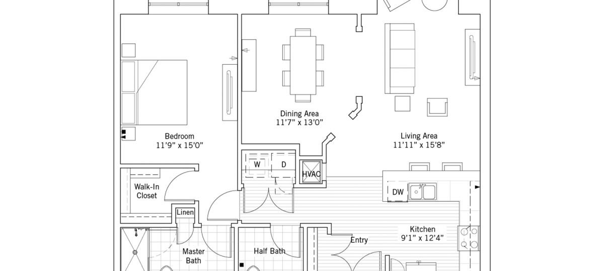 2D floor plan for the Newbury apartment at Fox Run Senior Living in Novi, MI