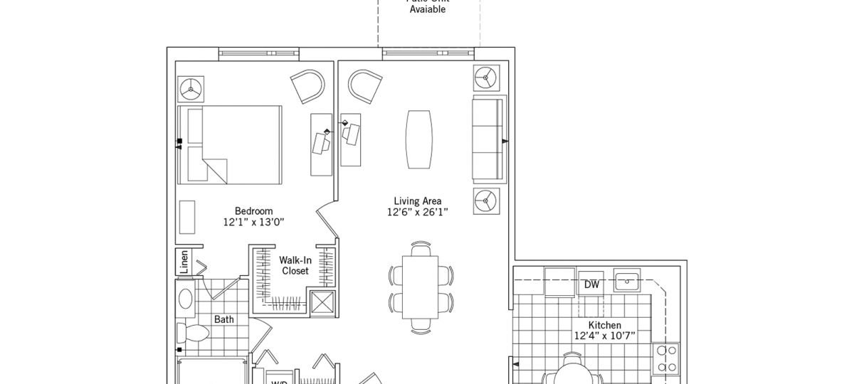 2D floor plan for the Fremont apartment at Fox Run Senior Living in Novi, MI