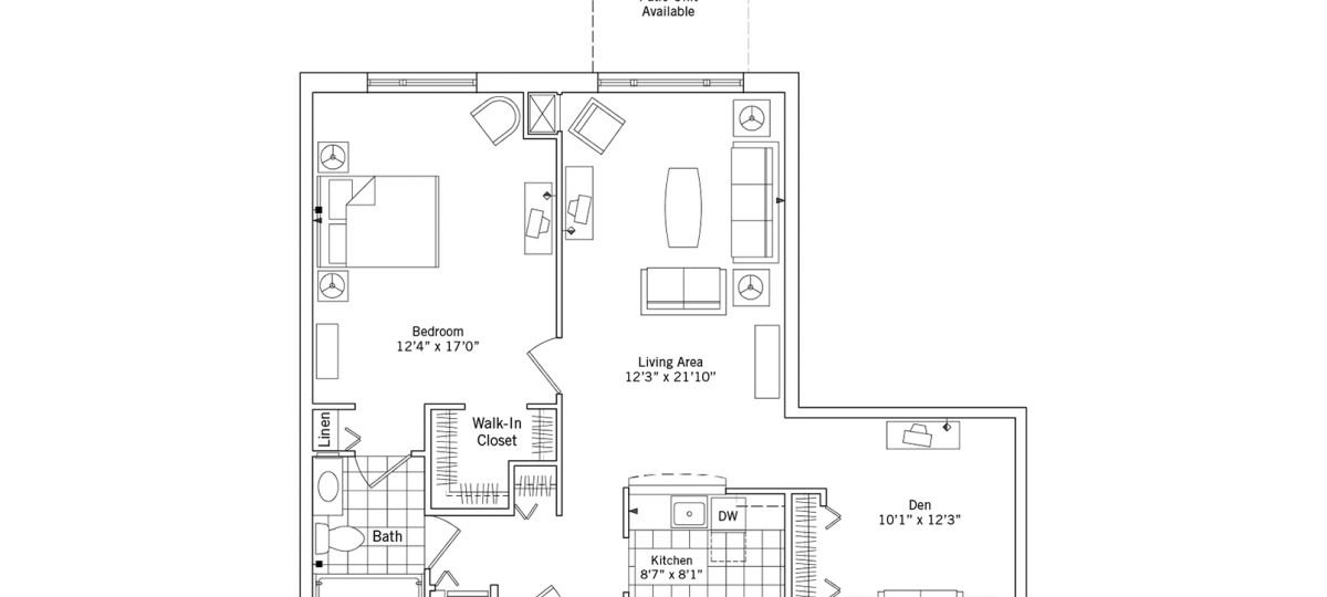 2D floor plan for the Gibson apartment at Fox Run Senior Living in Novi, MI