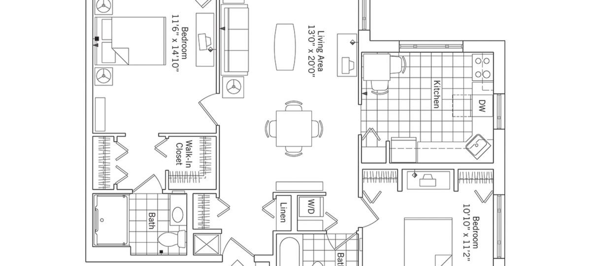 2D floor plan for the Jackson apartment at Greenspring Senior Living in Springfield, VA