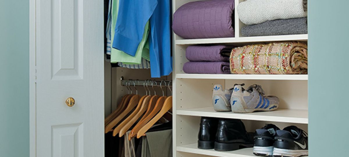 Bedroom closet in Hastings apartment home.