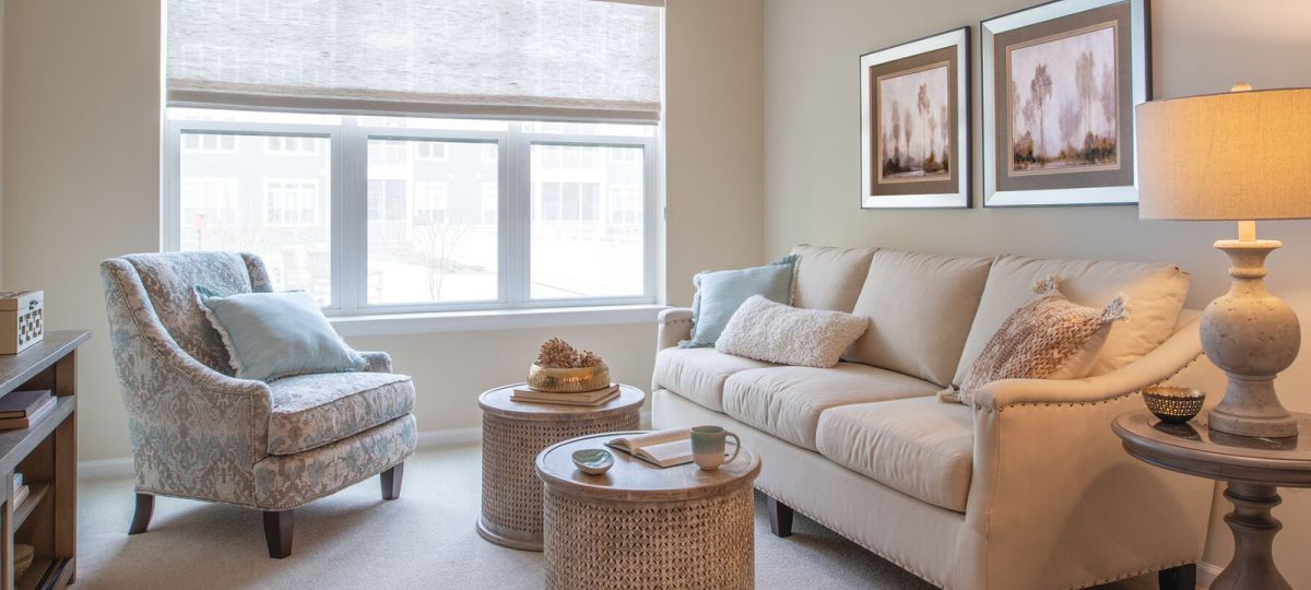 Living room in Chadwick apartment home.