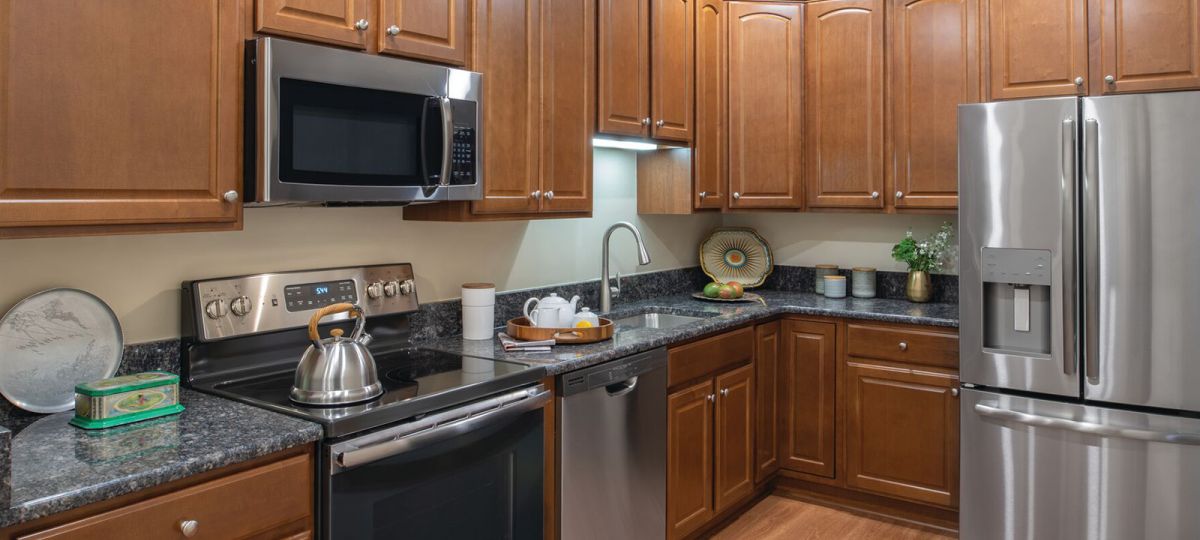 Kitchen in Glenwood apartment home.