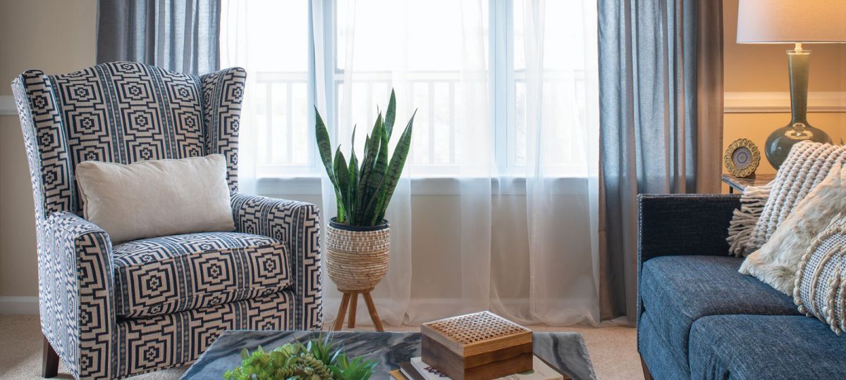 Living room in Pendleton apartment home.