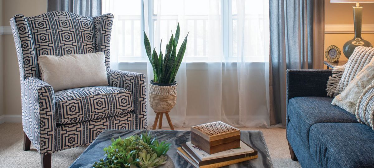 Living room in Pendleton apartment home.
