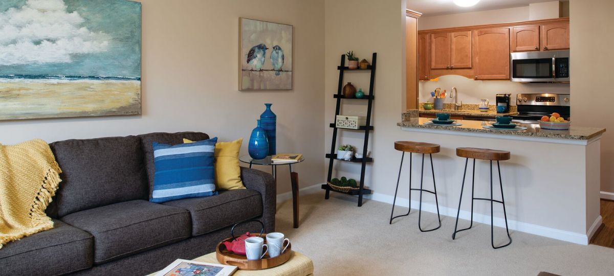 Image of the Brighton living room and kitchen.