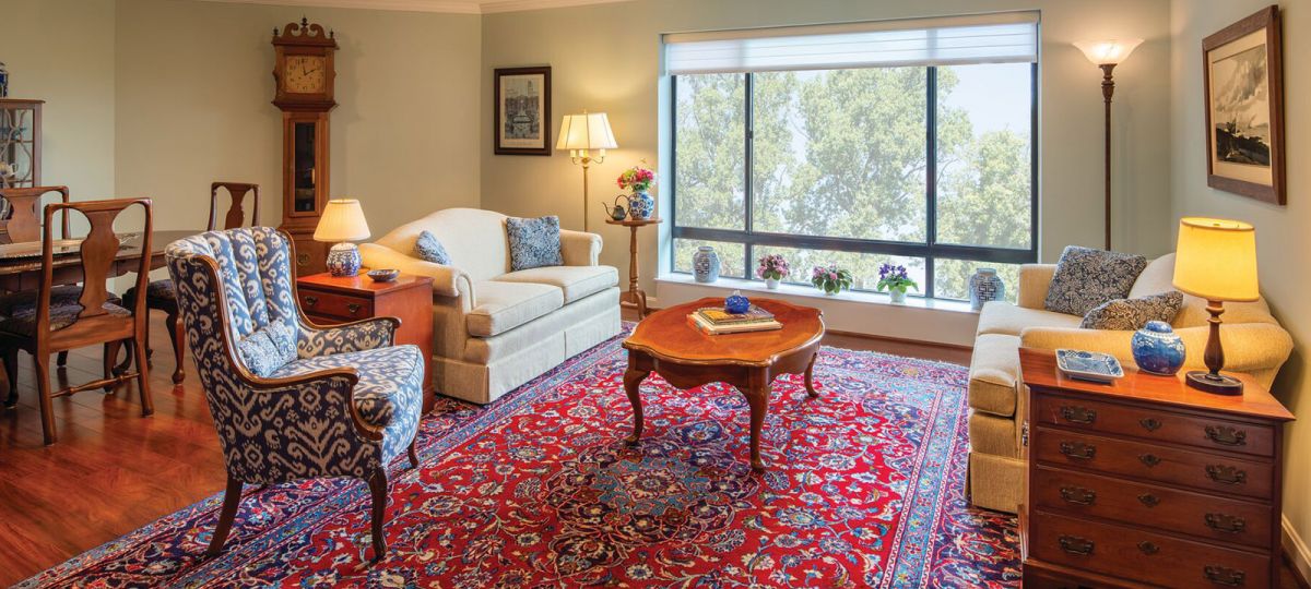 Living room in Hampton apartment home.