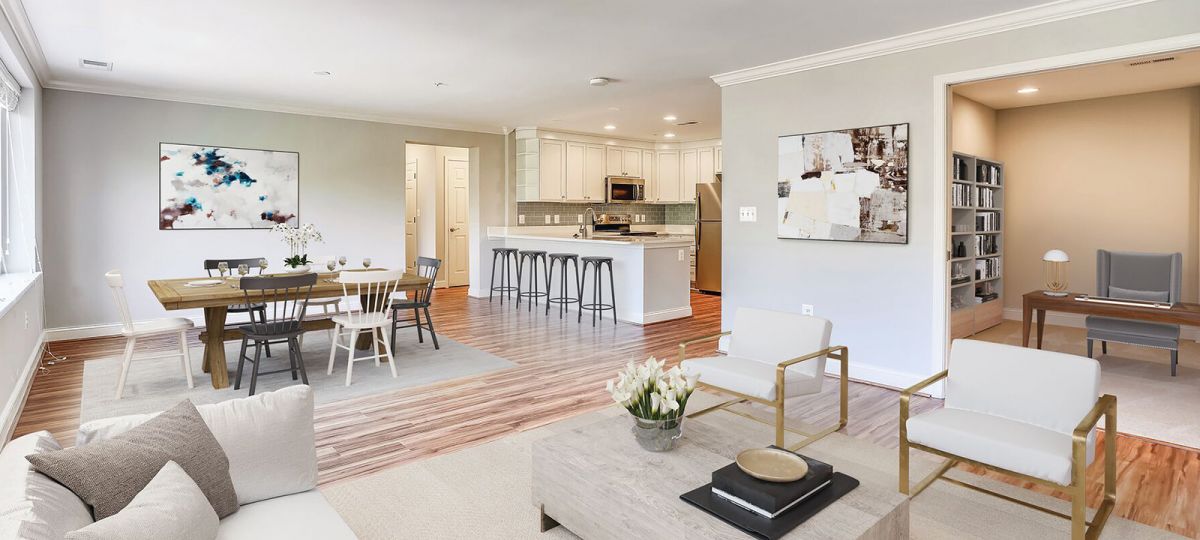 Open concept living room and dining room