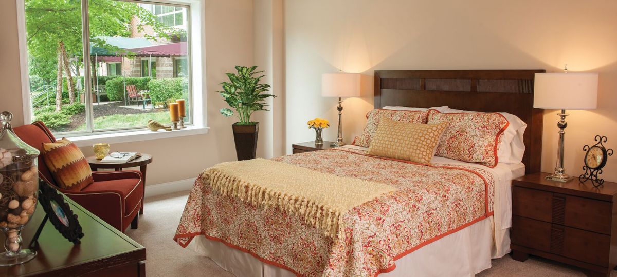 Bedroom in Hawthorne apartment home.