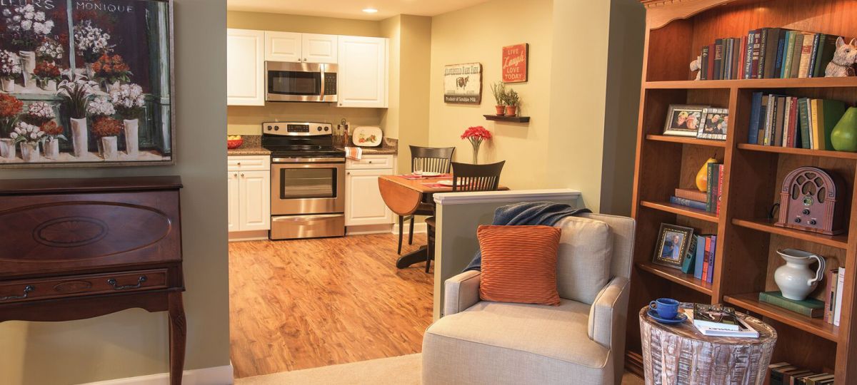Living room in Fremont apartment home.