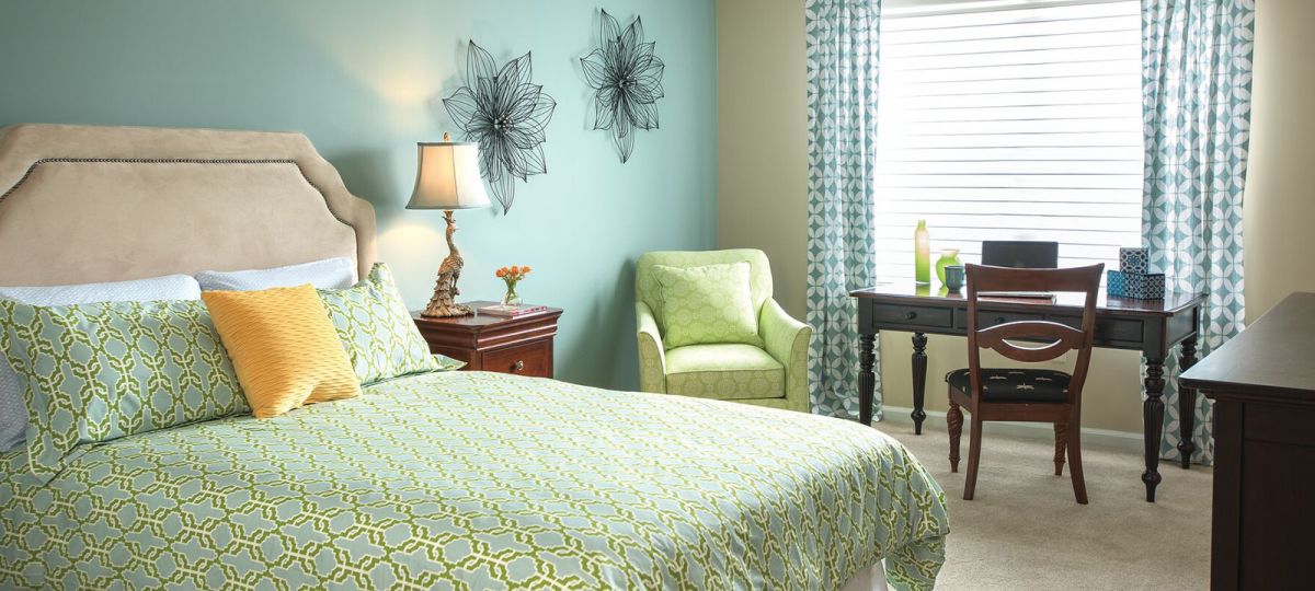 Bedroom in Pendleton apartment home.