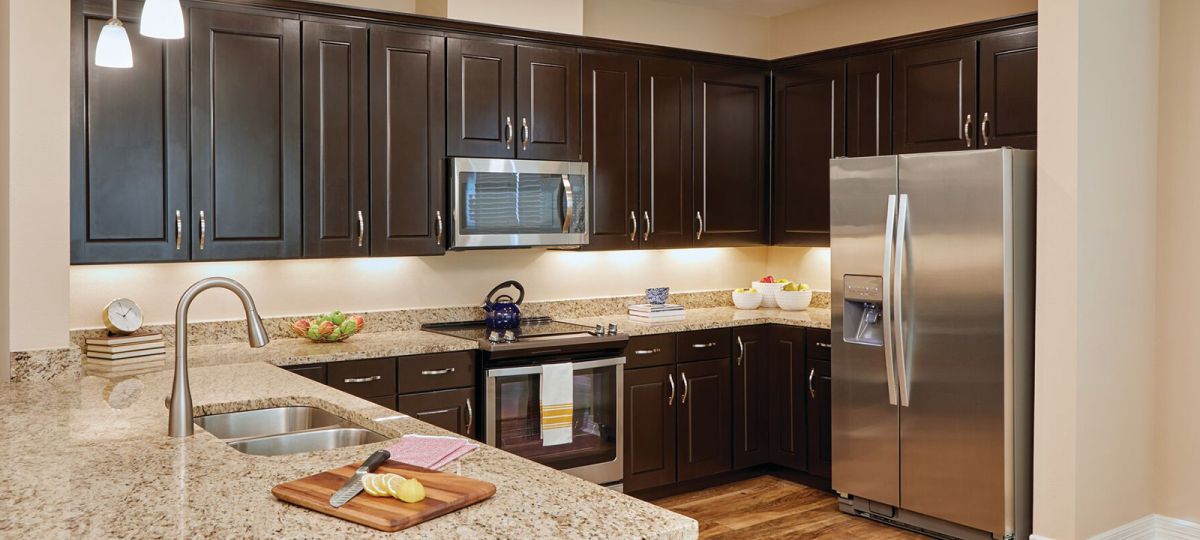 Kitchen in Wimberly apartment home.