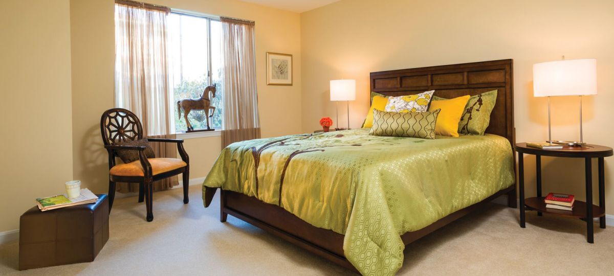 Bedroom in Brighton apartment home.