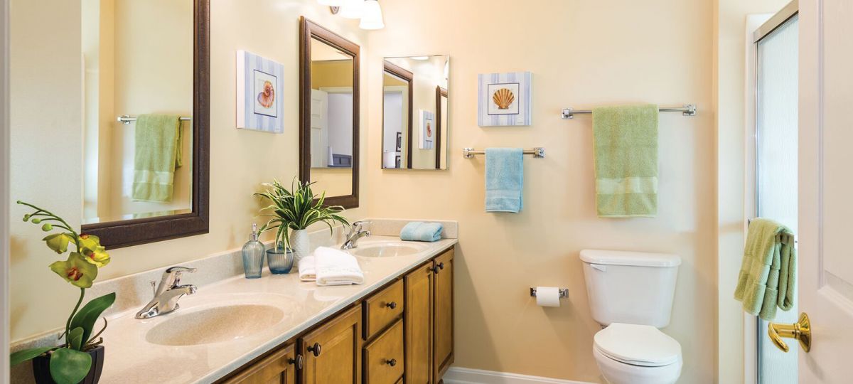 Bathroom vanity in apartment home.