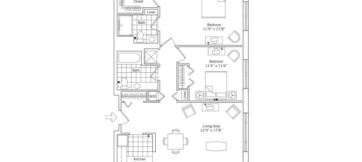 2D floor plan for the Hamilton apartment at Charlestown Senior Living in Catonsville, MD