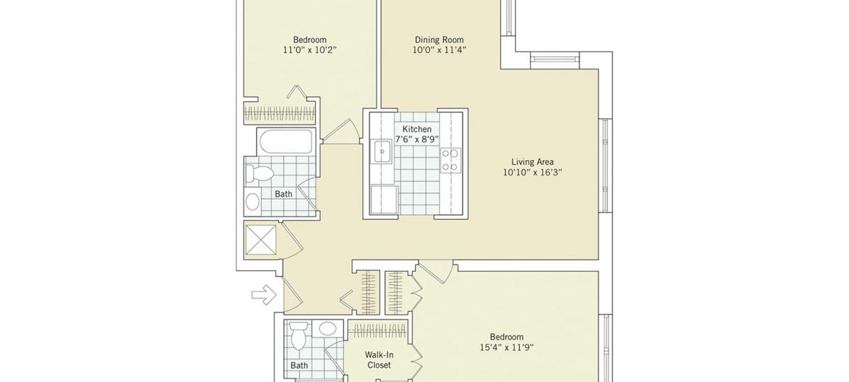 2D floor plan for the Jefferson apartment at Charlestown Senior Living in Catonsville, MD